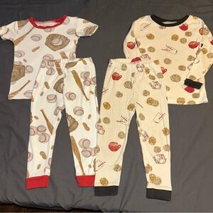 Burt's Bees Red and Black Trim Baseball Cookie Pajama Set